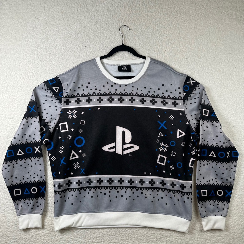 PlayStation Sweatshirt Mens 2X Ugly Christmas Holiday Fair Isle Gamer Pullover
